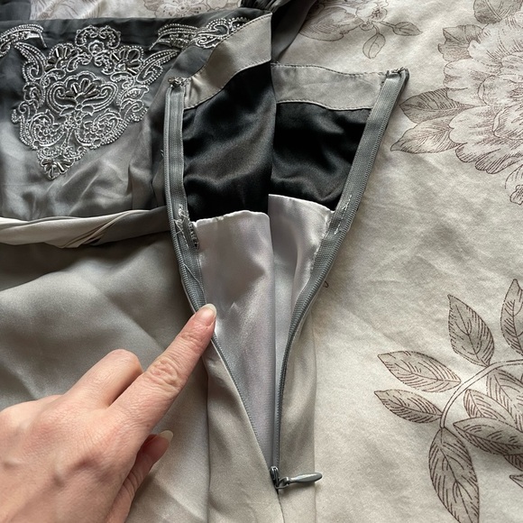 Y2K Beaded Silk Ombré Grey Babydoll Top 6 Medium Fairycore Feminine Dainty Boho - Picture 4 of 8